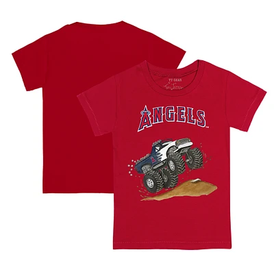 Infant Tiny Turnip Red Los Angeles Angels Monster Truck T-Shirt