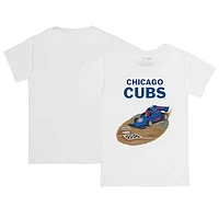 Infant Tiny Turnip White Chicago Cubs Race Car T-Shirt