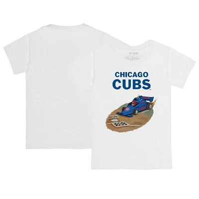 Infant Tiny Turnip White Chicago Cubs Race Car T-Shirt