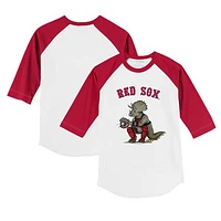 Infant Tiny Turnip White/Red Boston Red Sox Triceratops 3/4-Sleeve Raglan T-Shirt