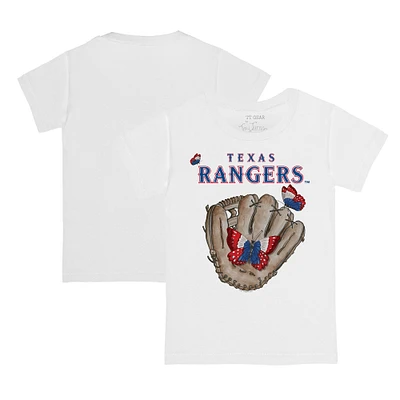 Toddler Tiny Turnip White Texas Rangers Butterfly Glove T-Shirt