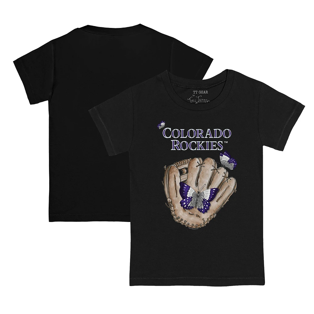 Toddler Tiny Turnip Black Colorado Rockies Butterfly Glove T-Shirt