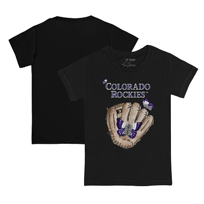 Toddler Tiny Turnip Black Colorado Rockies Butterfly Glove T-Shirt