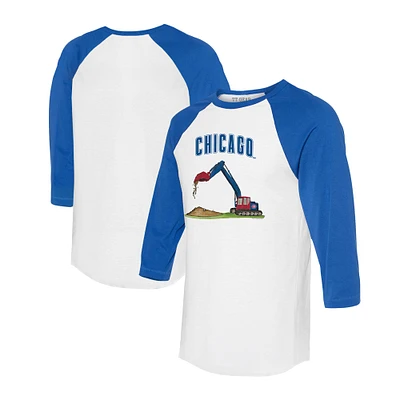 Toddler Tiny Turnip White/Royal Chicago Cubs Excavator 3/4-Sleeve Raglan T-Shirt