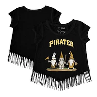 Girls Toddler Tiny Turnip Black Pittsburgh Pirates Gnomes Fringe T-Shirt