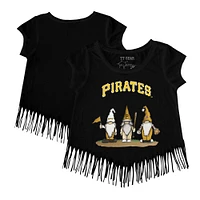 Girls Toddler Tiny Turnip Black Pittsburgh Pirates Gnomes Fringe T-Shirt