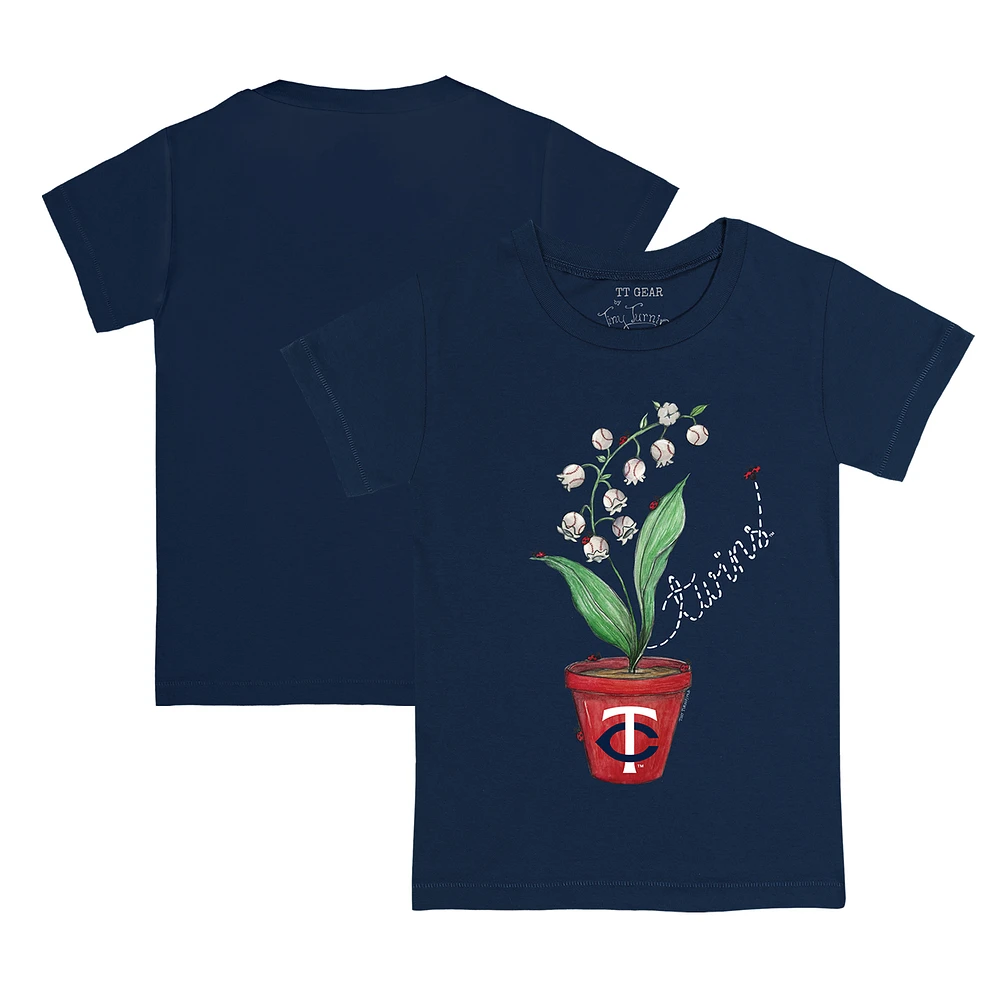 Toddler Tiny Turnip Navy Minnesota Twins Lilies & Ladybugs T-Shirt