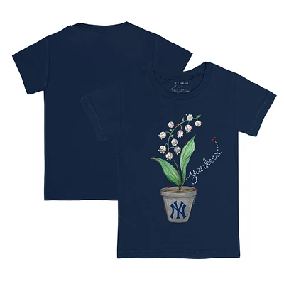 Toddler Tiny Turnip Navy New York Yankees Lilies & Ladybugs T-Shirt