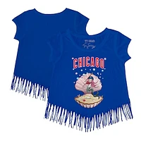 Girls Toddler Tiny Turnip Royal Chicago Cubs Mermaid Fringe T-Shirt