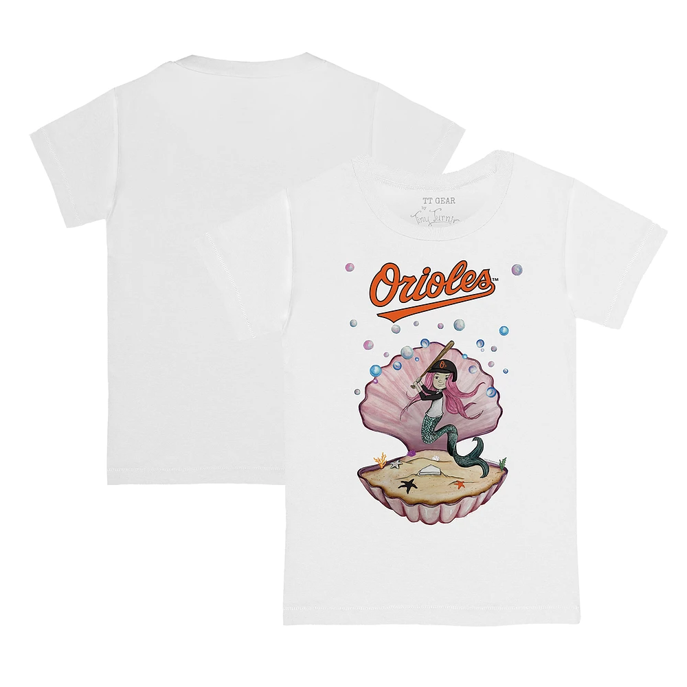 Toddler Tiny Turnip White Baltimore Orioles Mermaid T-Shirt
