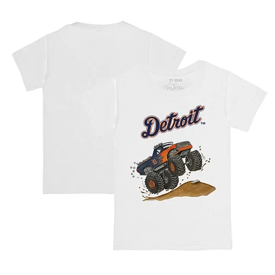 Toddler Tiny Turnip White Detroit Tigers Monster Truck T-Shirt