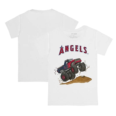 Toddler Tiny Turnip White Los Angeles Angels Monster Truck T-Shirt