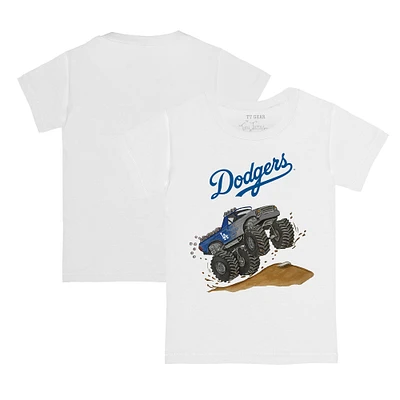 Toddler Tiny Turnip White Los Angeles Dodgers Monster Truck T-Shirt