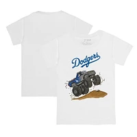 Toddler Tiny Turnip White Los Angeles Dodgers Monster Truck T-Shirt