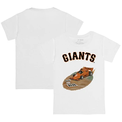 Toddler Tiny Turnip White San Francisco Giants Race Car T-Shirt
