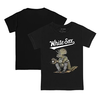 Toddler Tiny Turnip Black Chicago White Sox Triceratops T-Shirt