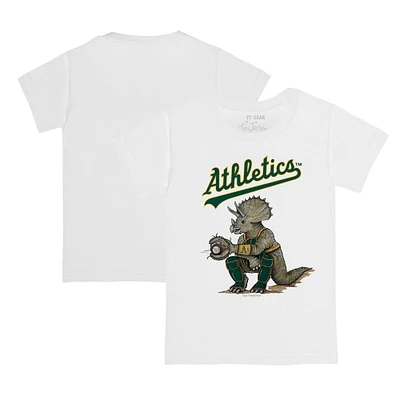 Toddler Tiny Turnip White Athletics Triceratops T-Shirt