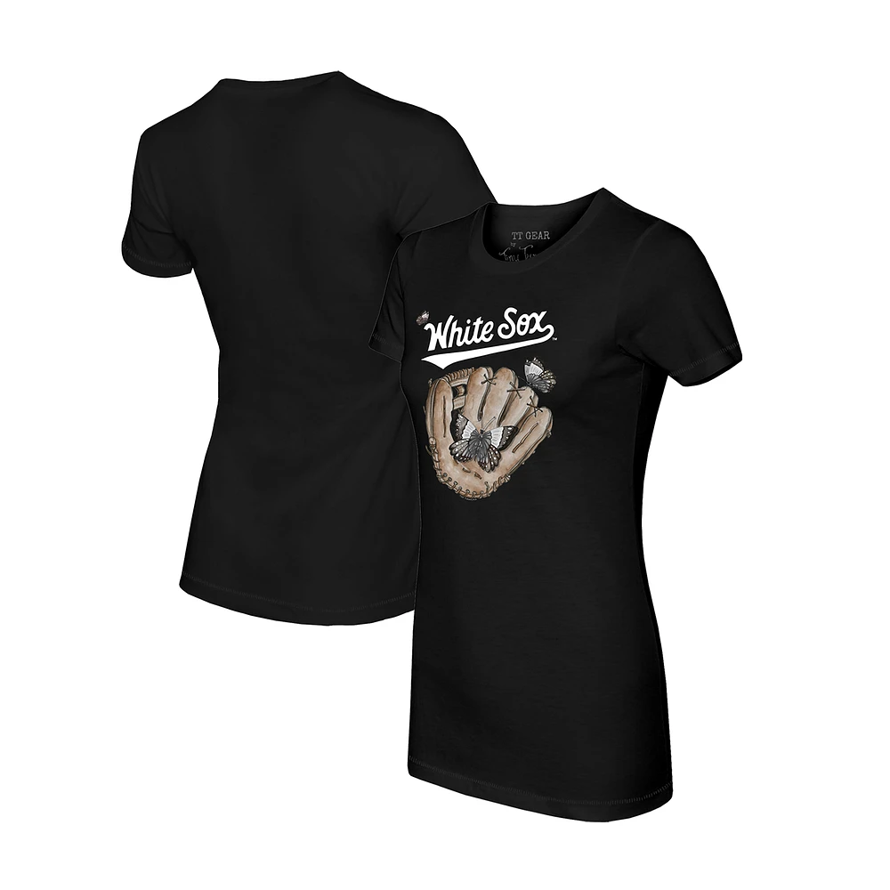 Women's Tiny Turnip Black Chicago White Sox Butterfly Glove T-Shirt