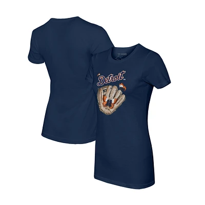 Women's Tiny Turnip Navy Detroit Tigers Butterfly Glove T-Shirt