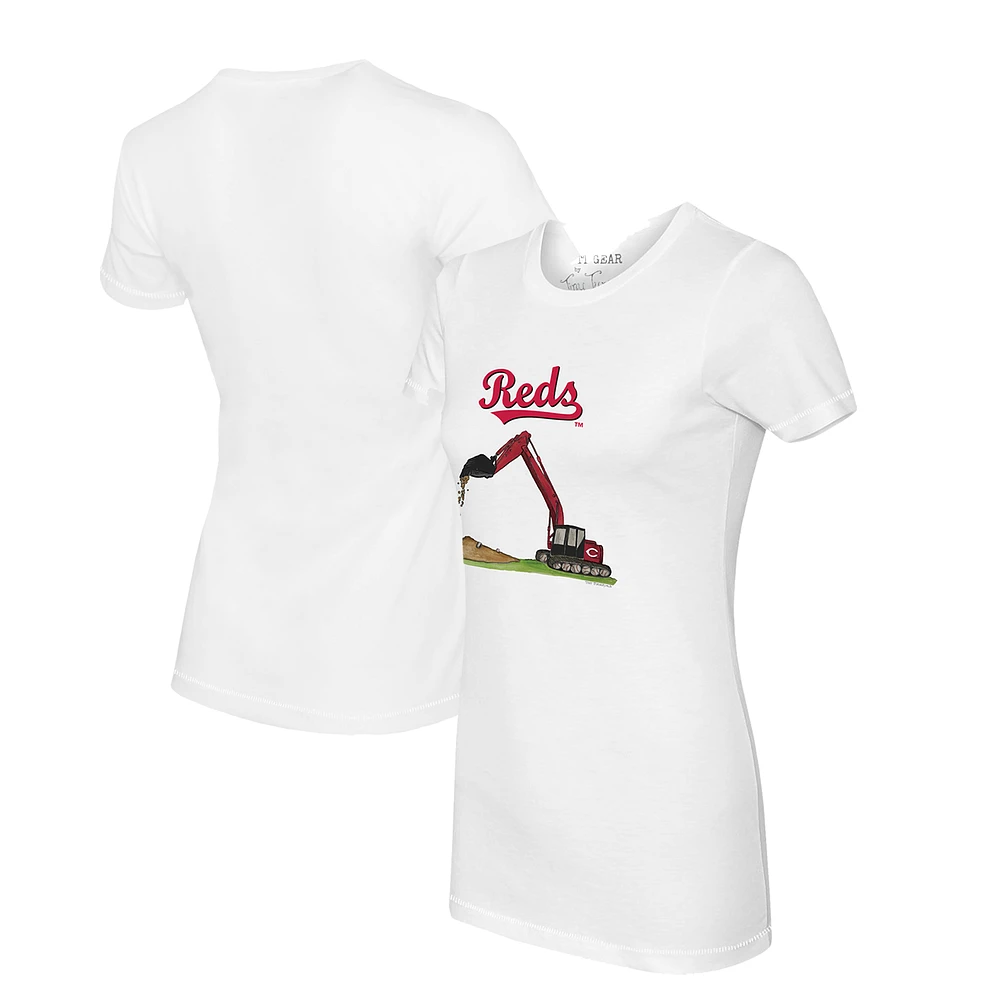 Women's Tiny Turnip White Cincinnati Reds Excavator T-Shirt