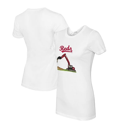 Women's Tiny Turnip White Cincinnati Reds Excavator T-Shirt