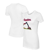 Women's Tiny Turnip White Cleveland Guardians Excavator T-Shirt