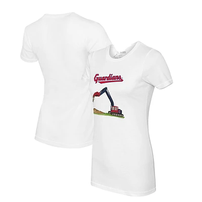 Women's Tiny Turnip White Cleveland Guardians Excavator T-Shirt