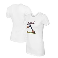 Women's Tiny Turnip White Detroit Tigers Excavator T-Shirt