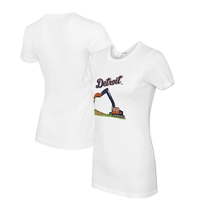 Women's Tiny Turnip White Detroit Tigers Excavator T-Shirt