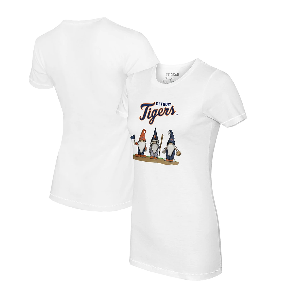 Women's Tiny Turnip White Detroit Tigers Gnomes T-Shirt