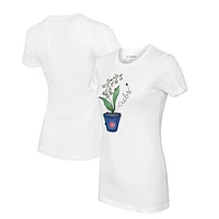 Women's Tiny Turnip White Chicago Cubs Lilies & Ladybugs T-Shirt