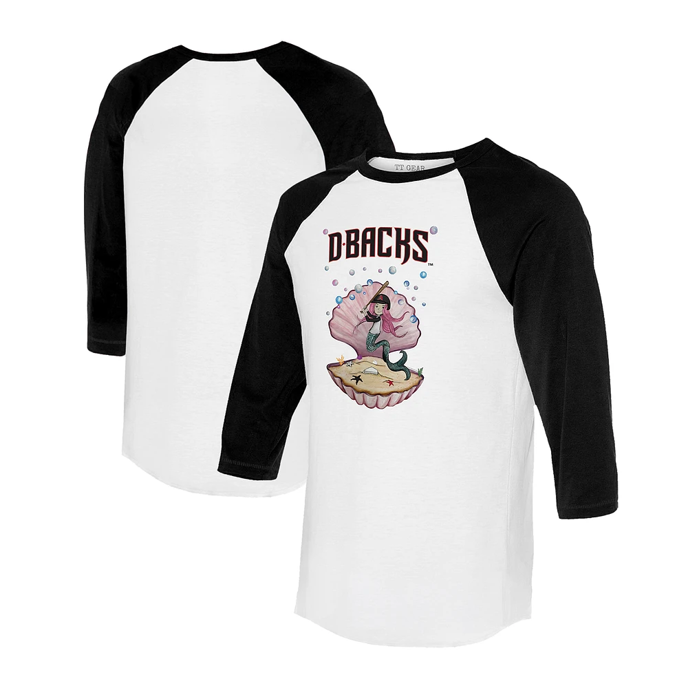 Unisex Tiny Turnip White/Black Arizona Diamondbacks Mermaid 3/4-Sleeve Raglan T-Shirt
