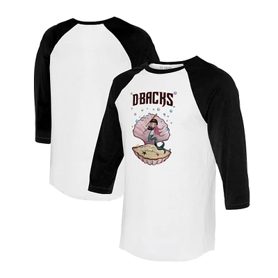 Unisex Tiny Turnip White/Black Arizona Diamondbacks Mermaid 3/4-Sleeve Raglan T-Shirt