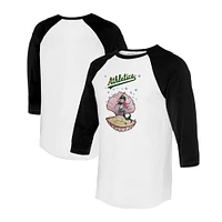 Unisex Tiny Turnip White/Black Athletics Mermaid 3/4-Sleeve Raglan T-Shirt