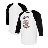 Unisex Tiny Turnip White/Black Chicago White Sox Mermaid 3/4-Sleeve Raglan T-Shirt