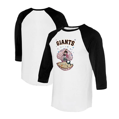 Unisex Tiny Turnip White/Black San Francisco Giants Mermaid 3/4-Sleeve Raglan T-Shirt