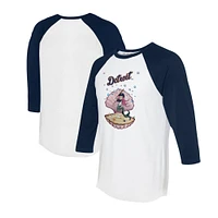 Unisex Tiny Turnip White/Navy Detroit Tigers Mermaid 3/4-Sleeve Raglan T-Shirt