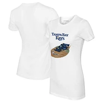 Women's Tiny Turnip White Tampa Bay Rays Race Car T-Shirt