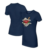 Women's Tiny Turnip Navy Tampa Bay Rays Tattoo Rose T-Shirt