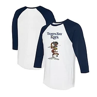 Unisex Tiny Turnip White/Navy Tampa Bay Rays 2024 Year of the Dragon 3/4-Sleeve Raglan T-Shirt