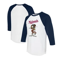 Unisex Tiny Turnip White/Navy Washington Nationals 2024 Year of the Dragon 3/4-Sleeve Raglan T-Shirt