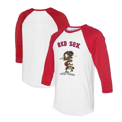 Unisex Tiny Turnip White/Red Boston Red Sox 2024 Year of the Dragon 3/4-Sleeve Raglan T-Shirt