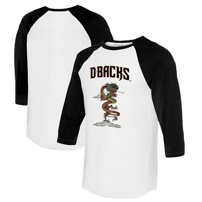 Unisex Tiny Turnip White/Black Arizona Diamondbacks 2024 Year of the Dragon 3/4-Sleeve Raglan T-Shirt