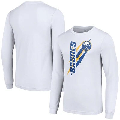 Men's Starter White Buffalo Sabres Color Scratch Long-Sleeve T-Shirt