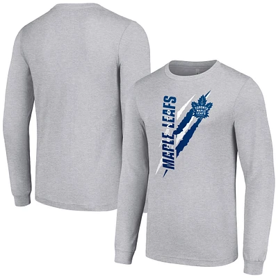 Men's Starter Heather Gray Toronto Maple Leafs Color Scratch Long-Sleeve T-Shirt