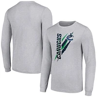 Men's Starter Heather Gray Vancouver Canucks Color Scratch Long-Sleeve T-Shirt