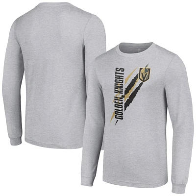 Men's Starter Heather Gray Vegas Golden Knights Color Scratch Long-Sleeve T-Shirt