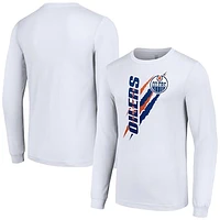Men's Starter White Edmonton Oilers Color Scratch Long-Sleeve T-Shirt