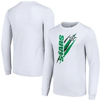 Men's Starter White Dallas Stars Color Scratch Long-Sleeve T-Shirt