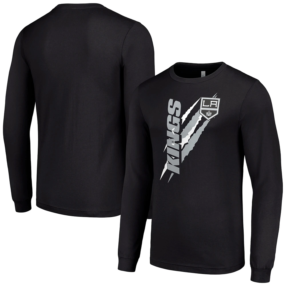Men's Starter Black Los Angeles Kings Color Scratch Long-Sleeve T-Shirt